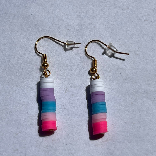 Multi-Colored Clay Beaded Dangling Earrings