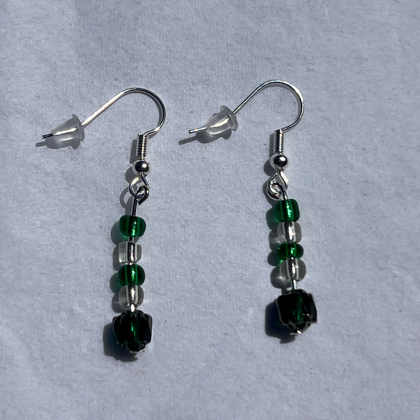 green and clear Earrings