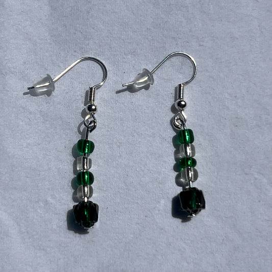 green and clear Earrings