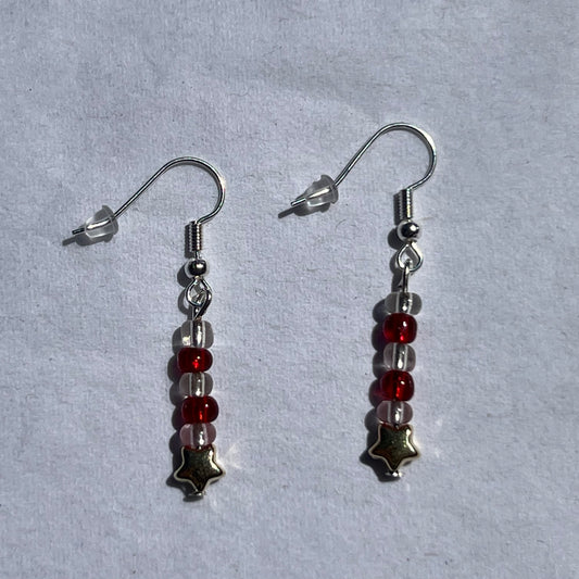 clear red and gold earrnings