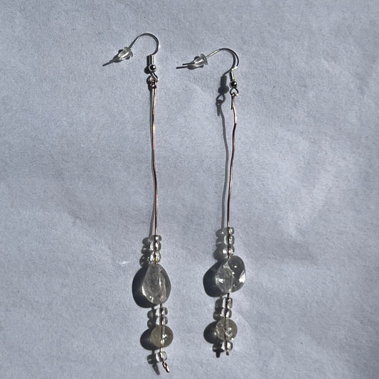 silver earrings with clear beads